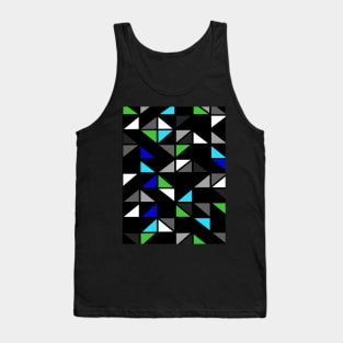 Geometric Black, Green and Blue Pattern Tank Top